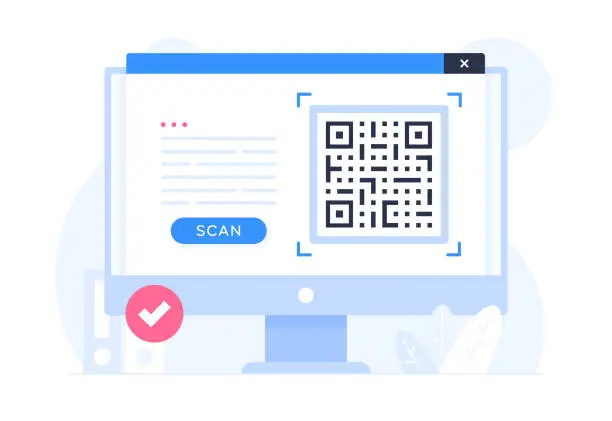 Vector illustration of QR Code Flat Design Illustration