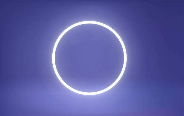 istock Very peri color room with bright neon circle framwe. 3d vector premium showcase for display products 1447669819