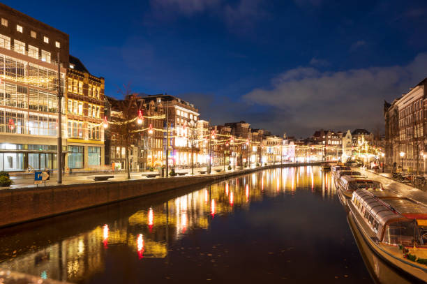 istock Amsterdam illuminated quayside at the Rokin during winter 1447670308