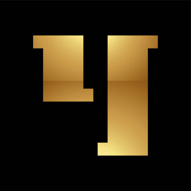 istock Golden Letter Y Symbol on a Black Background - Icon 3 1447670339