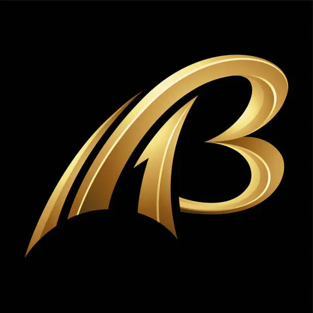Vector illustration of Golden Swooshing Letter B on a Black Background
