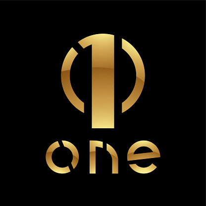 Golden Symbol for Number 1 on a Black Background - Icon 2
