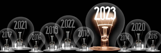 istock Light Bulbs with New Year 2023 1447673411