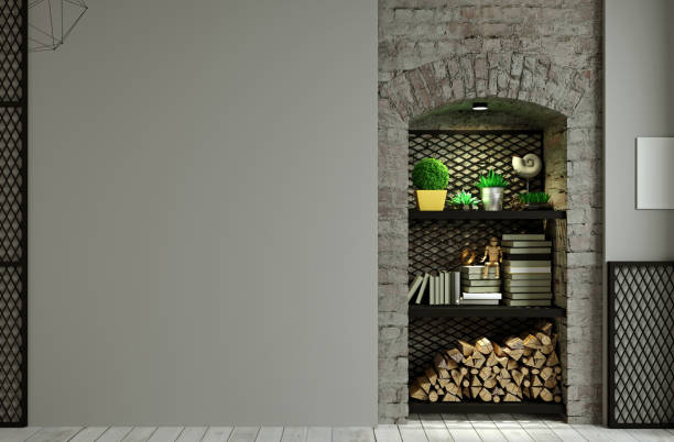 istock Mockup empty wall background loft for painting 1447673677