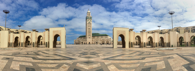 Panoramic shot of Hassan II mosque, Casablanca, Morocco