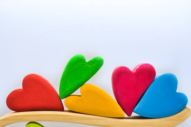 istock Colorful and cute heart-shaped building blocks 1447681130