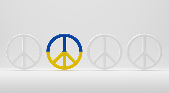 colored peace symbol in front of background - 3D Illustration