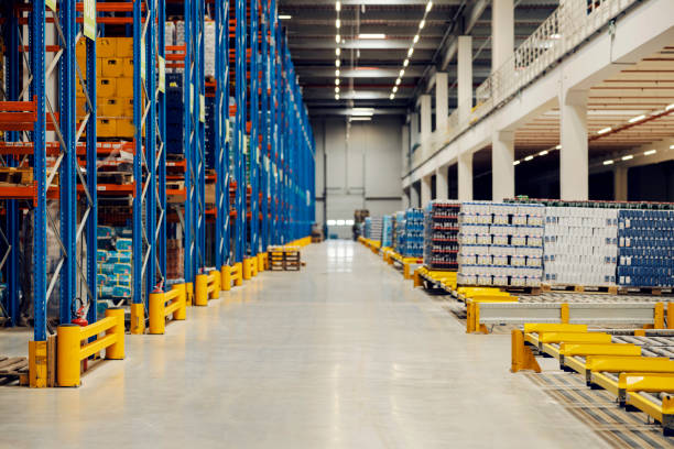Picture of warehouse full of goods. stock photo