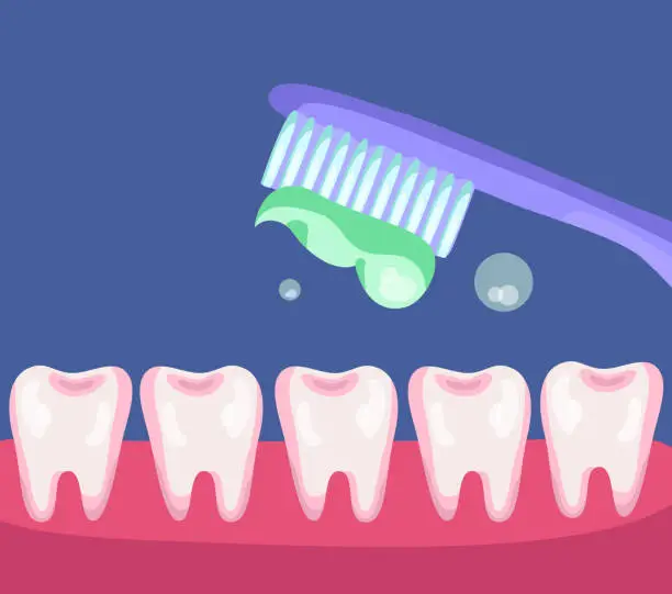 Vector illustration of Toothbrush with toothpaste cleaning teeth vector illustration