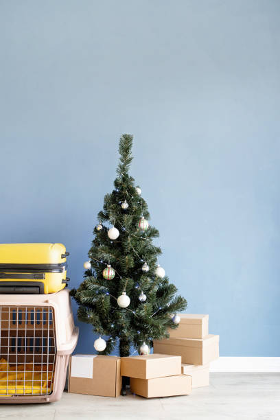 istock Christmas tree and craft gift boxes. Mockup design 1447699714
