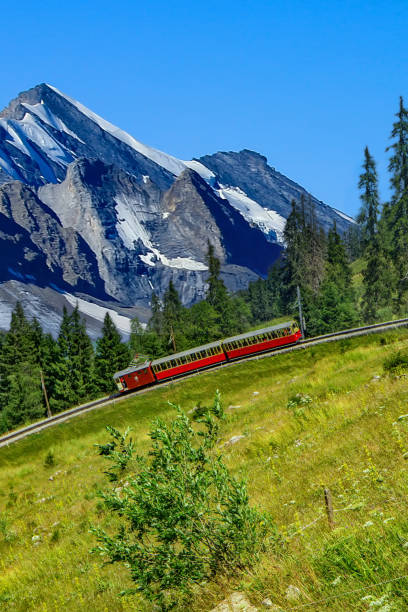 le chemin de fer de la schynige platte est un chemin de fer de montagne situé dans la région des hauts plateaux bernois en suisse. - jungfraujoch photos et images de collection