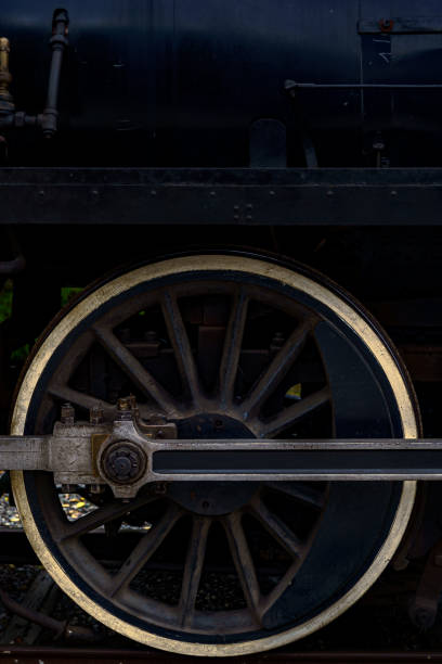 istock Vintage steam engine wheel on the track in Canada 1447702740