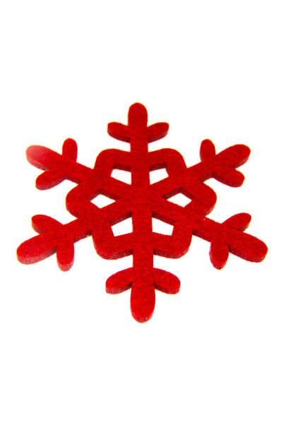 istock Red snowflake in plain white background. Christmas decoration - textured red snowflake 1447705527