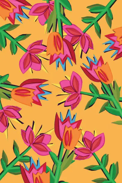 Vector illustration of Modern abstract natural floral seamless pattern