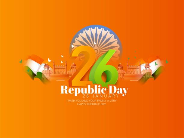 ilustrações de stock, clip art, desenhos animados e ícones de happy republic day, 26th january - taj mahal india gate palace