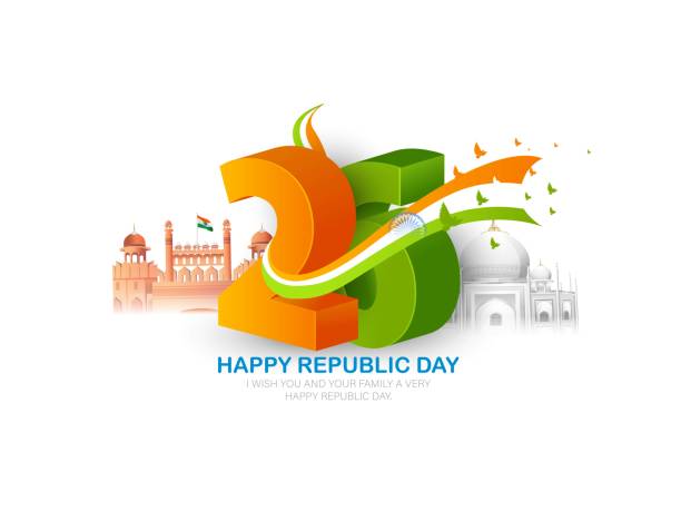 ilustrações de stock, clip art, desenhos animados e ícones de happy republic day, 26th january - taj mahal india gate palace