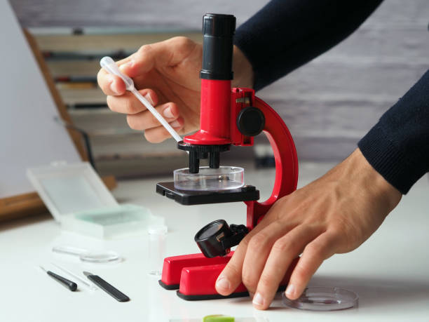 istock A teenager working with a Petri dish and a microscope 1447709758