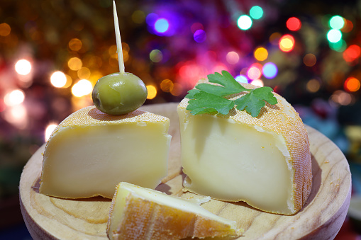 cheeses, sausage and Tomme de Savoie, Savoy, the french Alps France.