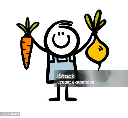 istock A positive, happy farmer holds carrots and turnips in his hands. 1447716341