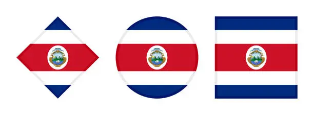 Vector illustration of costa rica flag icon set isolated on white background