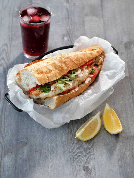 street food, fish in bread