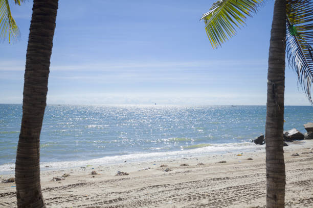 Sunlight effect on Gulf of Thailand and beach of Bang Saen in Chonburi