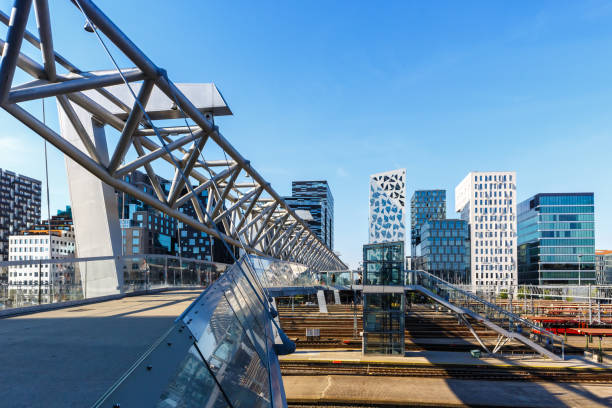 istock Oslo skyline modern city architecture buildings with a bridge at Barcode District in Norway 1447732269