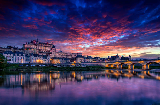 Amboise Chateau in the Loire Valley, France. stock photo