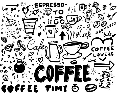 Coffee doodles concept