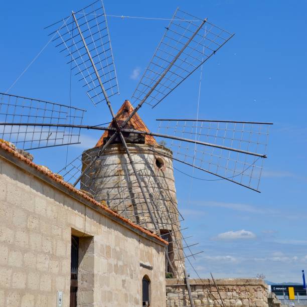 istock Windmill at Saltern of Marsala, Sicily 1447748575