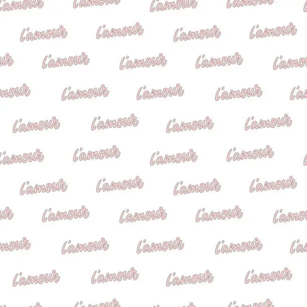 Vector illustration of Valentine's day seamless pattern with french word 'L'amour'