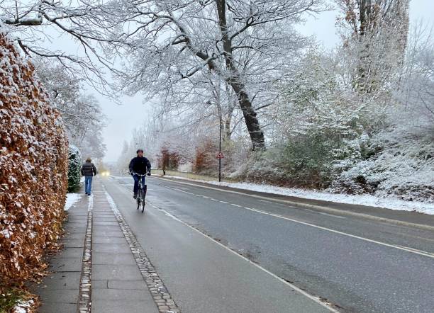 Bike in the snow in the city