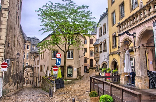 Narrow old street in Vienna, Austria