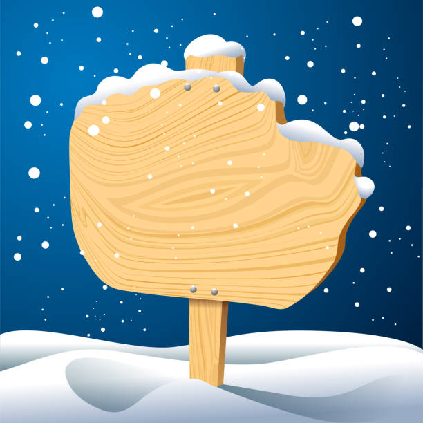 istock Wooden signboards - empty sign board with snow - winter banner Background - vector illustration 1447770925