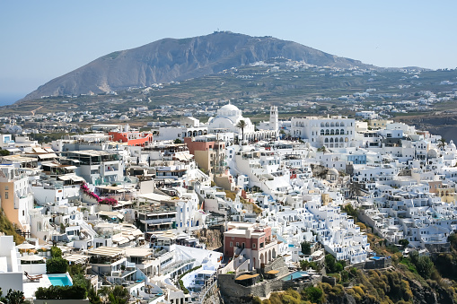 Panoramic view of the picturesque village of Fira Santorini