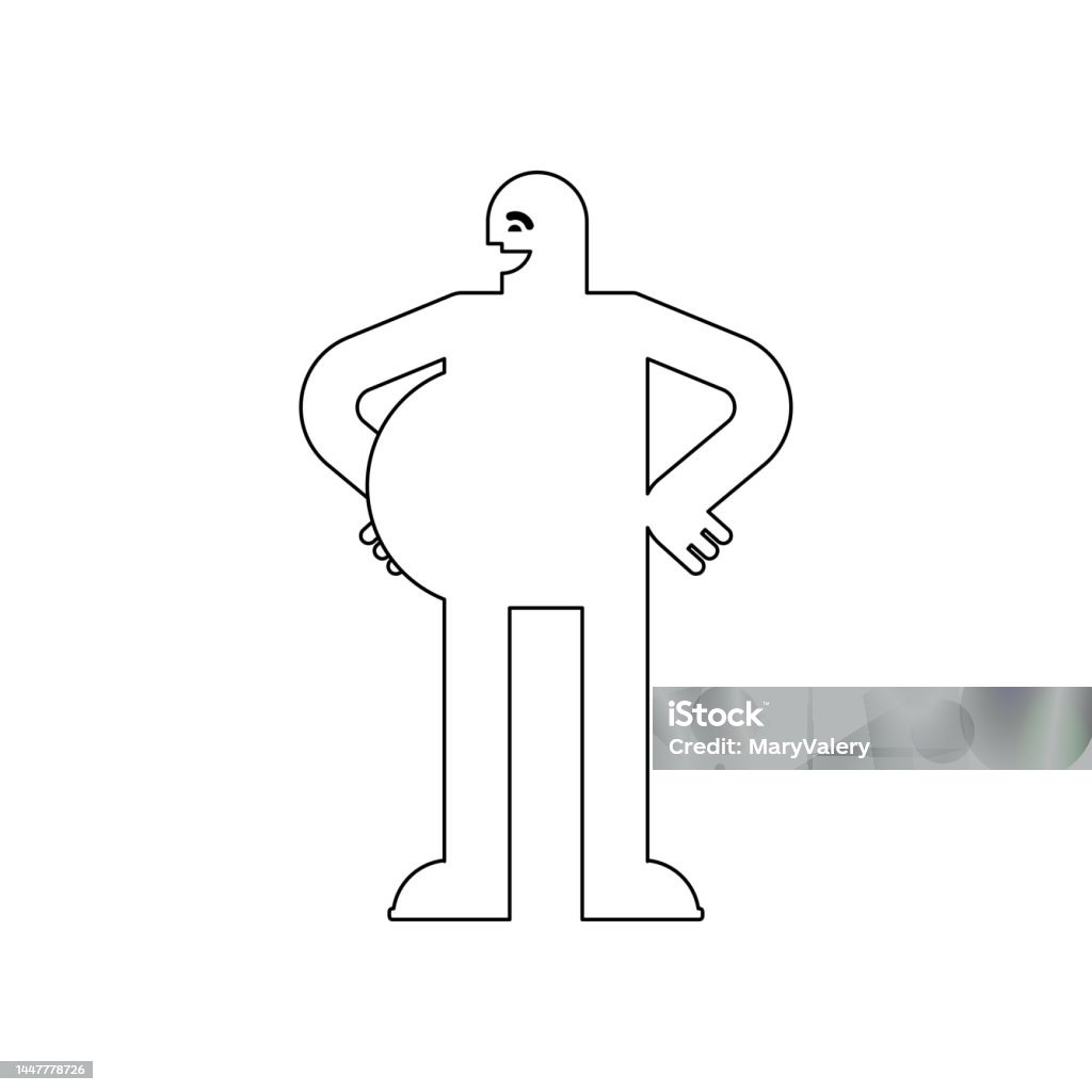 Fat Men Vector Simple Cheerful Fat Man Linear Silhouette Of A Fat Man Stock Illustration ...