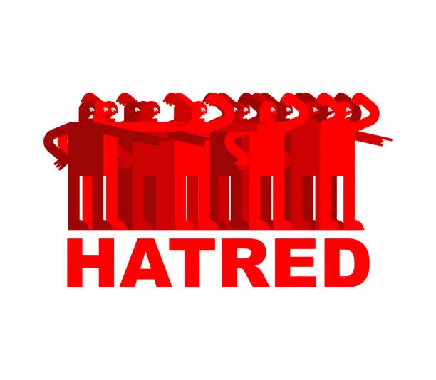Vector illustration of Hatred concept. People swear and point fingers. Bullying sign