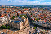 Aerial view of Prague cityscape in Czech Republic