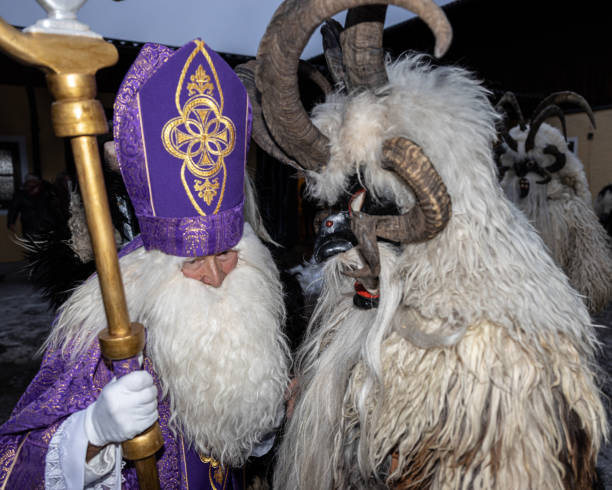 istock St. Nicholas and Krampus, a Christmas devil, on a traditional Christmas festive procession, Austria, Salzburg 1447785588