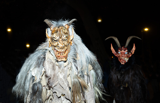 Procession of the Krampus, Christmas characters in the Alpine regions of Austria, Germany, Italy, Slovenia. High quality photo