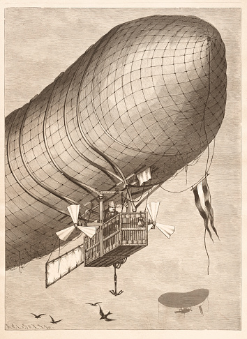 Georg Baumgarten ( 22. Januar 1837 - 1884 ) System Baumgarten - Dr. Wölfert
First flight at the end of 1879 in Germany
A blimp, or non-rigid airship, is an airship ( dirigible ) without an internal structural framework or a keel.
Original edition from my own archives
Source : Buch für Alle
after drawing G. Rodeck