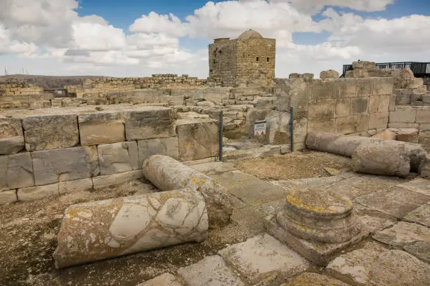 Ancient ruins ( Early-Christian church and ancient Samaritan temple) at Mt. Gerizim National Park in Nablus, Palestine. According to tradition Abraham's altar for the sacrifice of Isaac was located here.