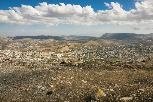 View of landscape around Nablus Palestine as seen from Mt Gerizim.