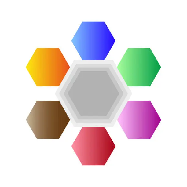 Vector illustration of Colored hexagons frame circle. Vector illustration. stock image.