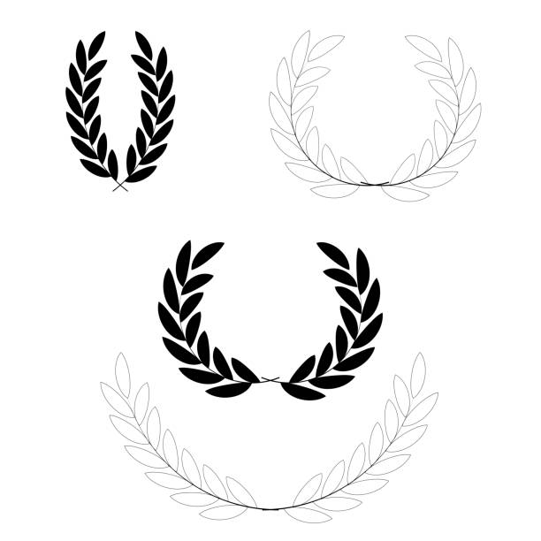 Wreaths icons in royal style. Vintage frame logo. Vector illustration. Stock image. Wreaths icons in royal style. Vintage frame logo. Vector illustration. Stock image. EPS 10. laureat stock illustrations