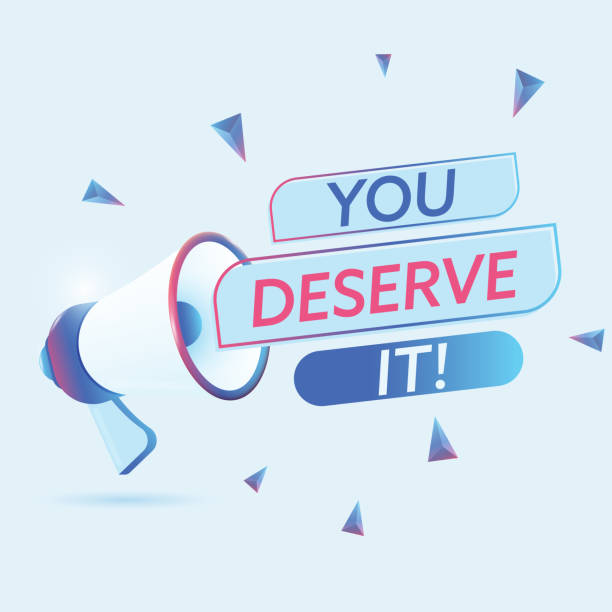 istock You deserve it text with 3d realistic megaphone vector illustration. Banner template to announce news about webinar in social media, training course, marketing technology poster 1447793933