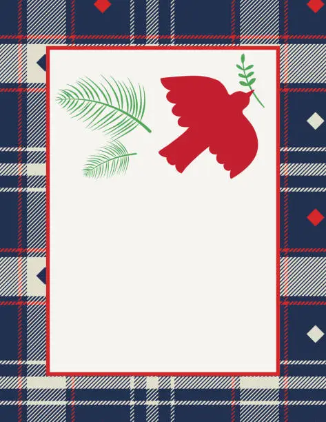 Vector illustration of Christmas Party Invitation Template With Ornaments And A Plaid Border