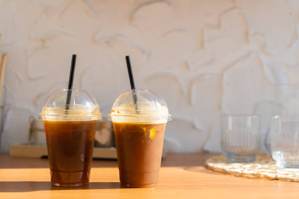 istock ice latte with ice on the table. close-up. 1447795740