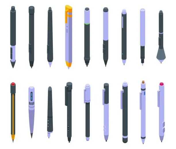 Vector illustration of Digital pen icons set isometric vector. Graphic tool