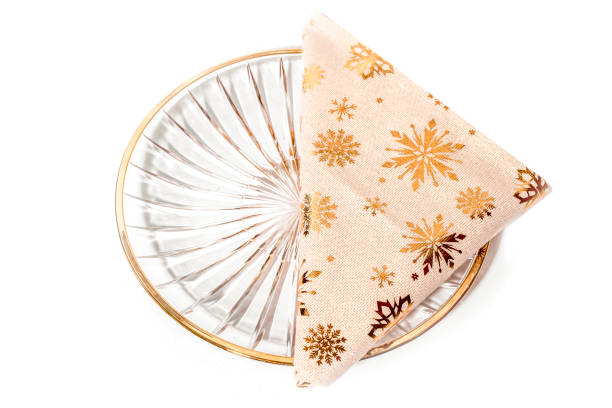 Christmas gold decor glass plate with decor christmas tablecloth